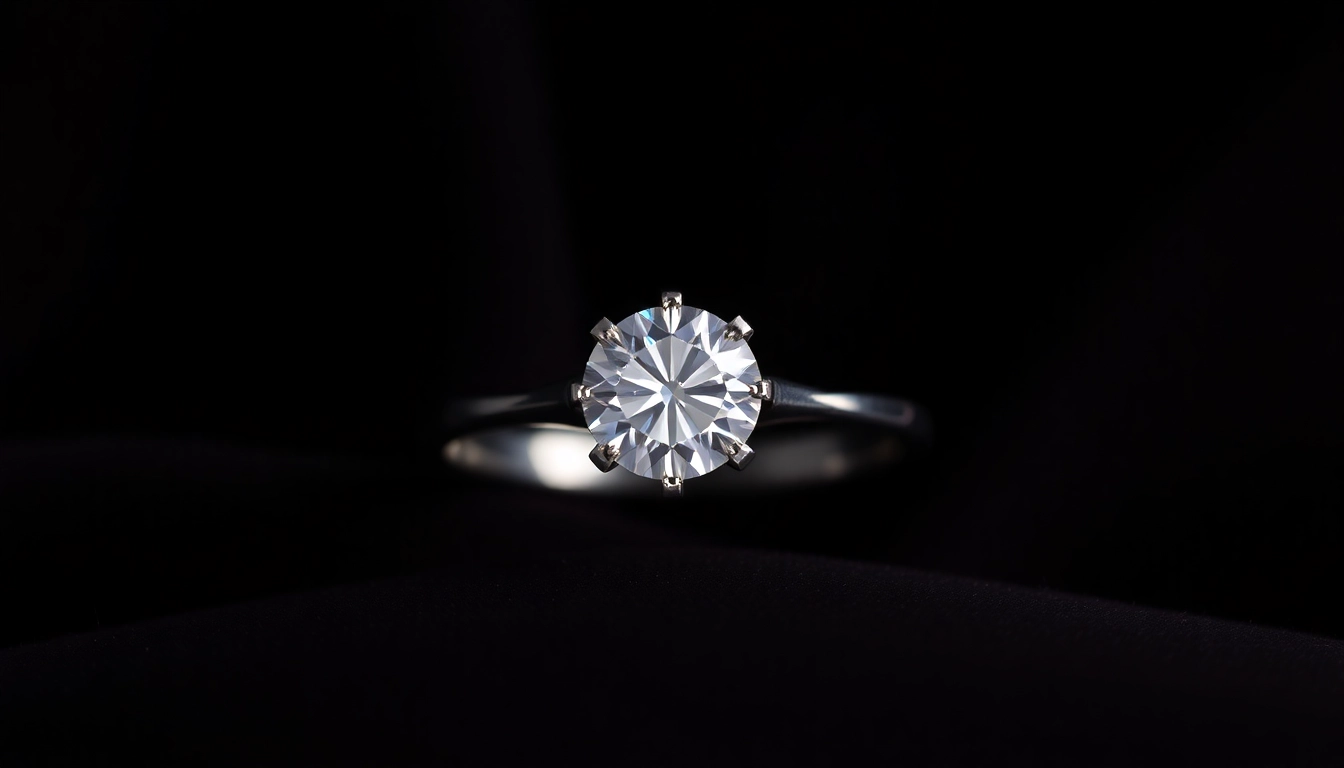 Admire the exquisite 2 carat engagement ring showcasing a brilliant diamond with a sleek band, perfect for special occasions.