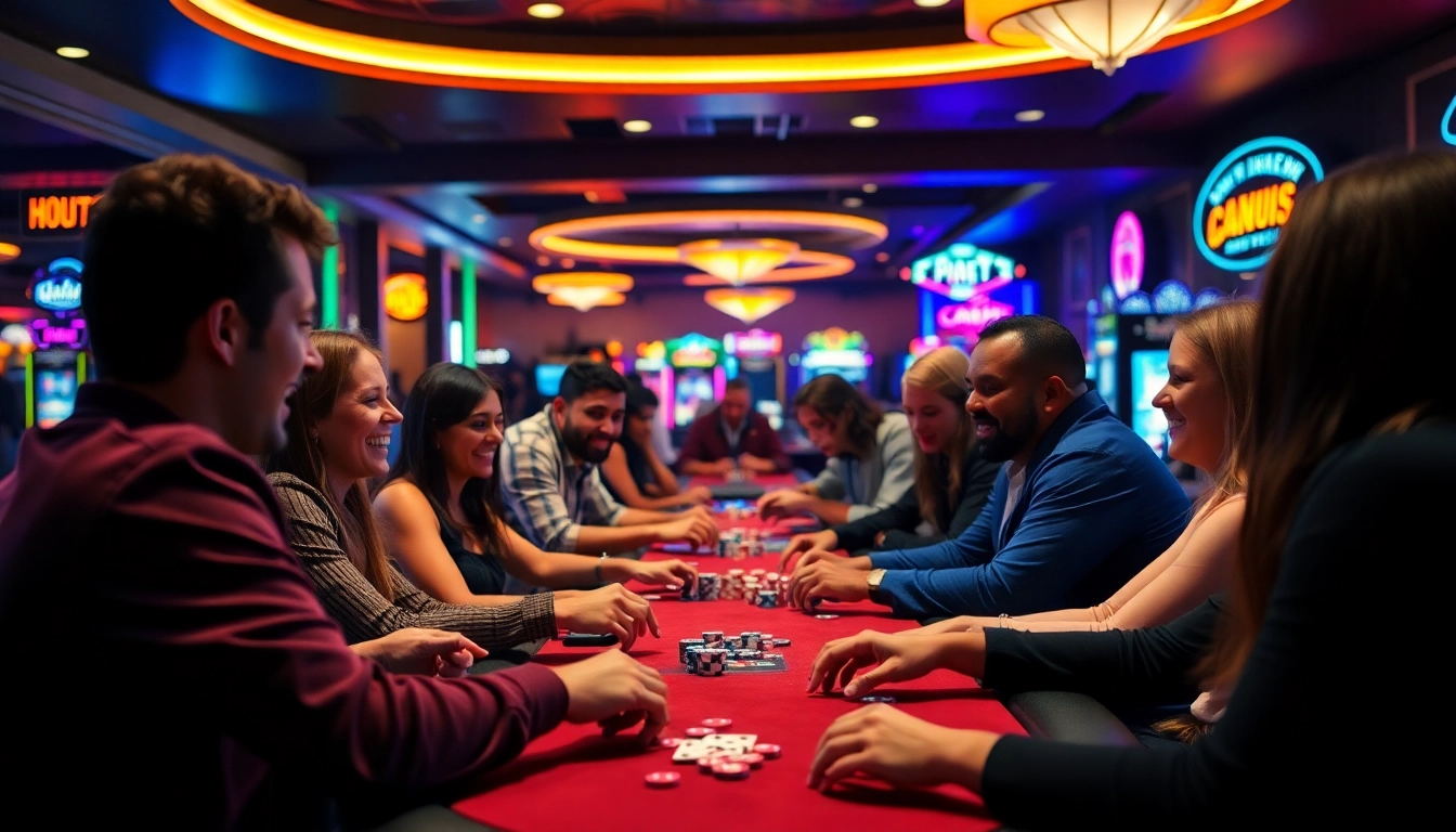 Players enjoy the excitement of the best casino game in a lively poker scene.