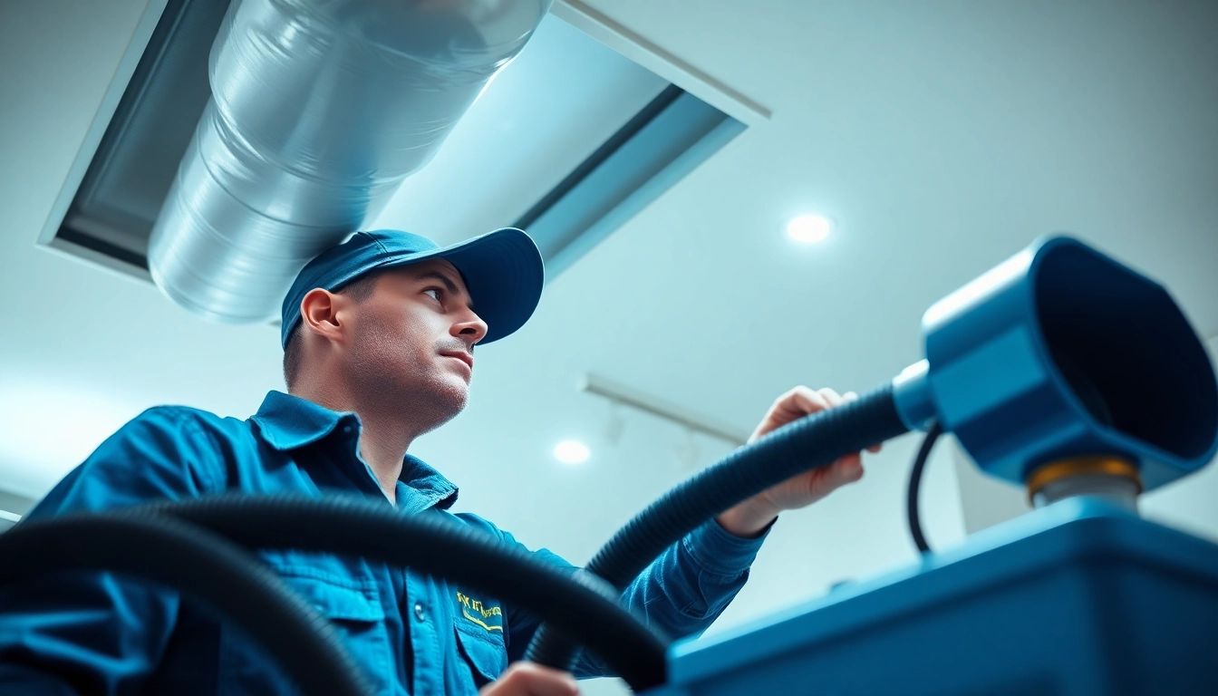 Technician performing air duct cleaning in Salt Lake City, Utah, ensuring indoor air quality.