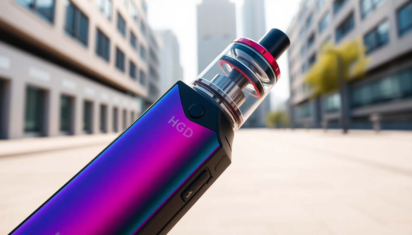 Buy the HQD Surv vape online, showcasing its stylish design and vibrant colors in a modern setting.