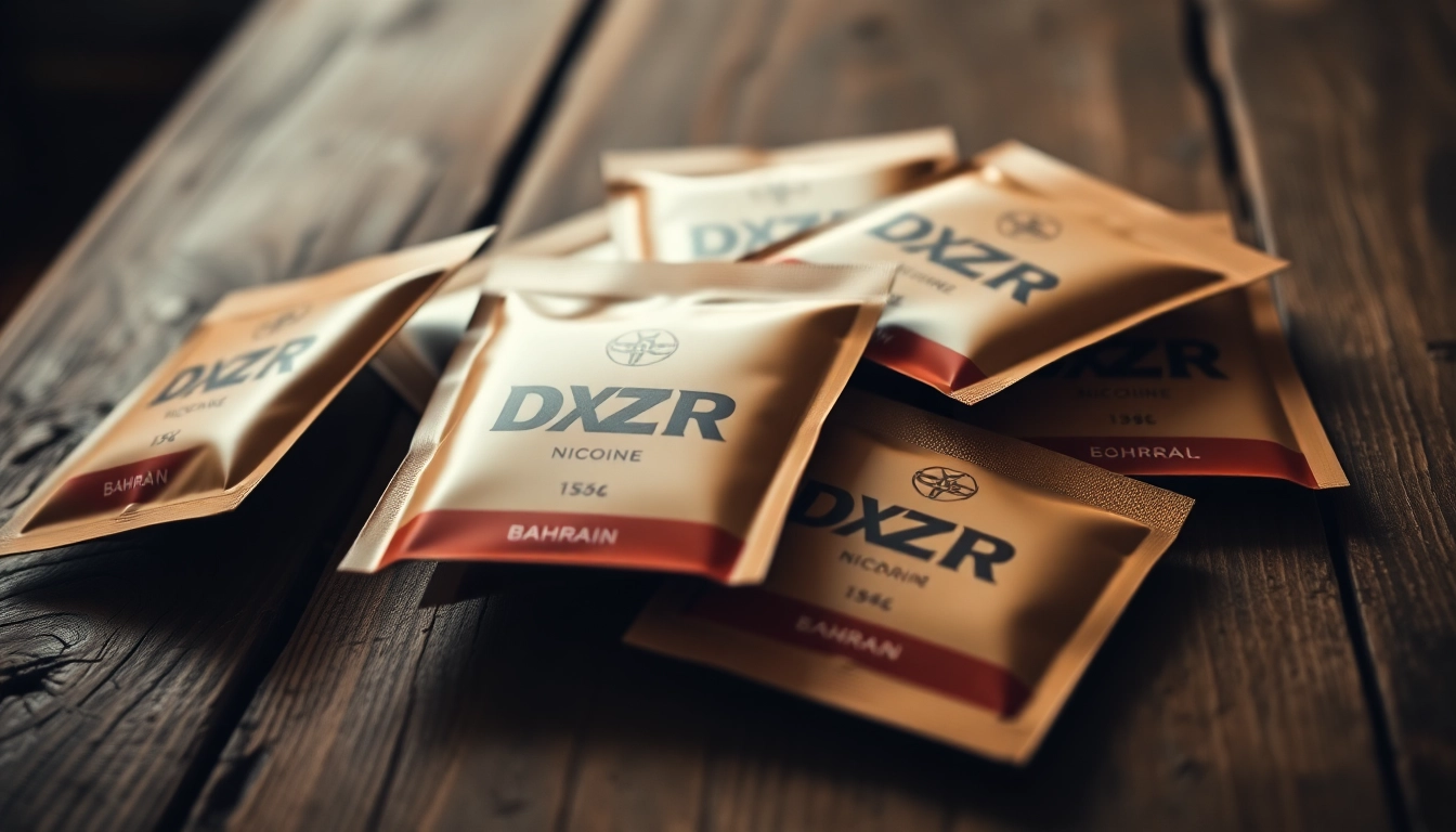 Engaging display of DZRT Bahrain nicotine pouches showcasing premium flavors and quality.