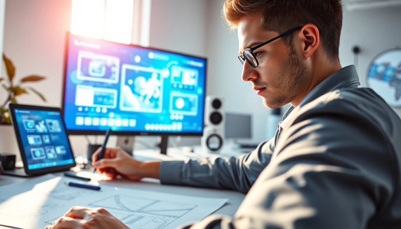 Creating innovative AI design solutions in a professional workspace