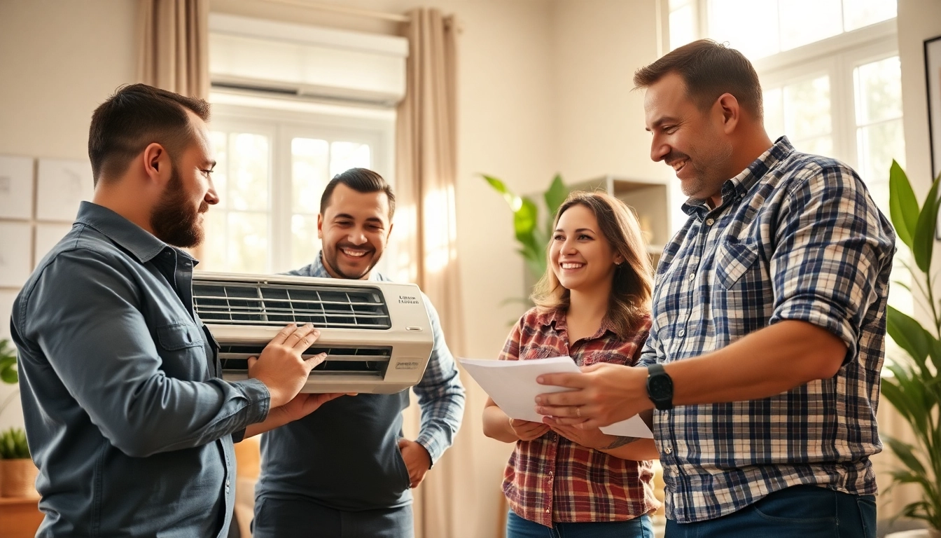 HVAC dealers providing service and advice to homeowners during an installation.