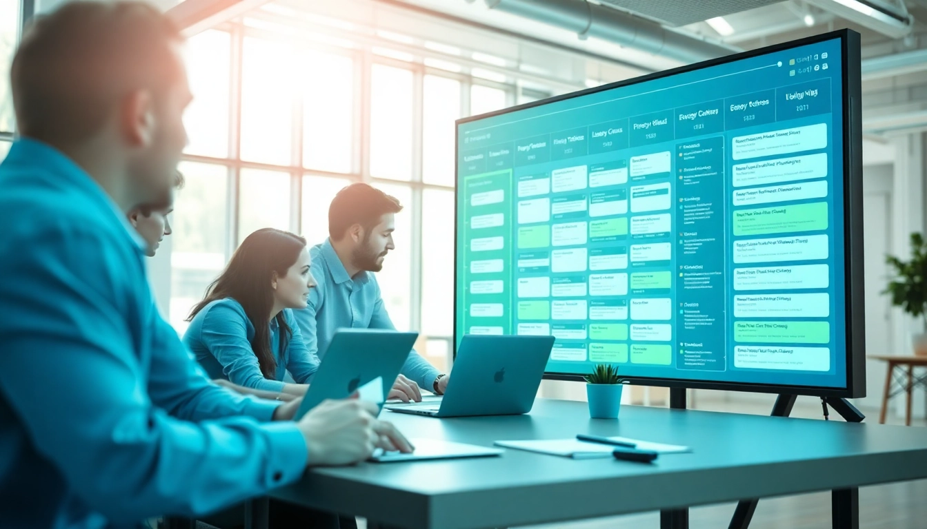 Engage with a project planning template online showcasing teamwork in a bright office.