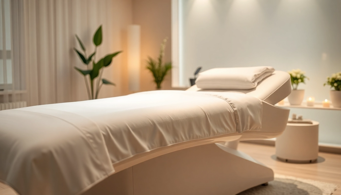 Hochwertige liege für Kosmetik in einem eleganten Spa-Ambiente, ideal für Behandlungen.