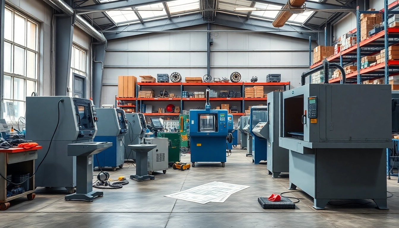 Showcasing cutting equipment in an industrial workshop, highlighting tools and machines for professional use.