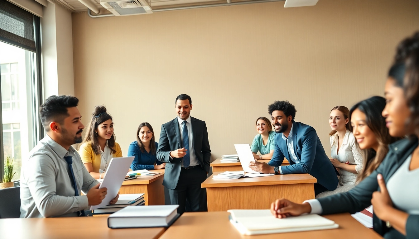 Students collaborating in a vibrant classroom at an affordable law school.