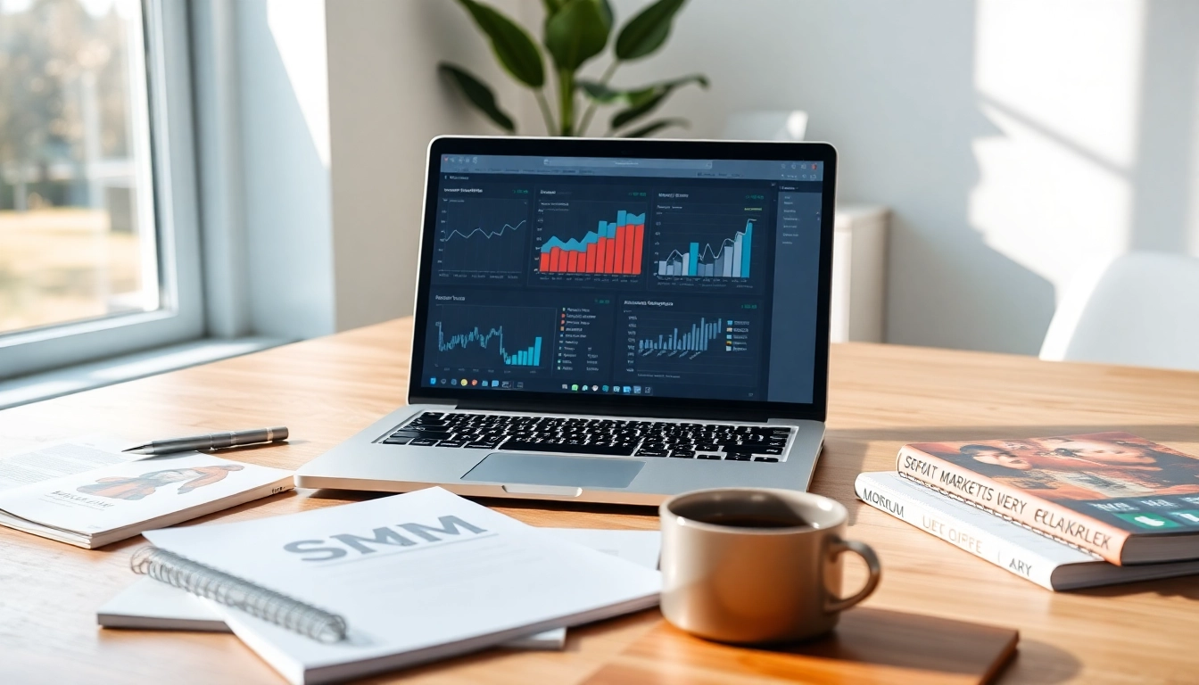 Showcase smm panel pakistan in a professional digital marketing workspace with analytics tools.