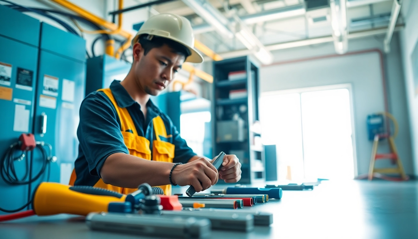 Electrician apprenticeship Hawaii showcasing an apprentice focused on electrical wiring.