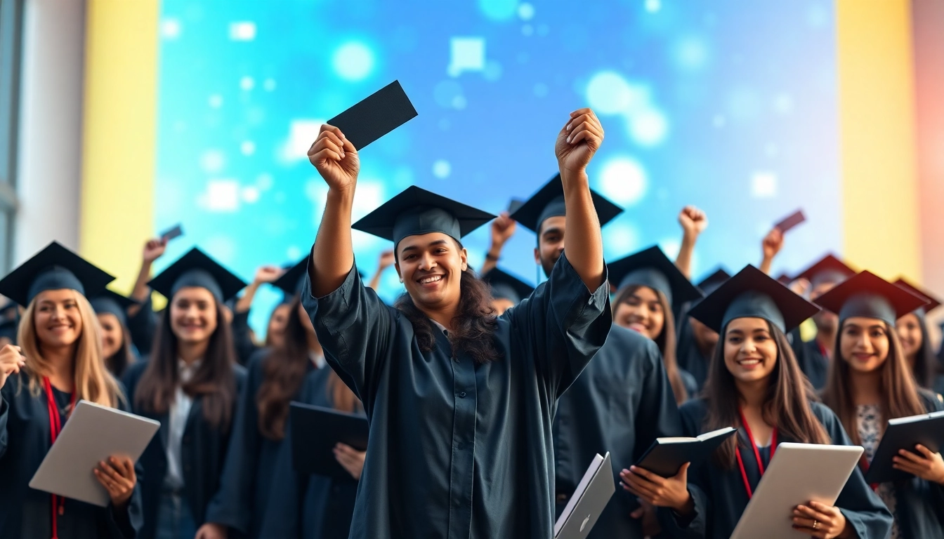 Celebrate earning a degree for sale online amidst a vibrant digital graduation scene.