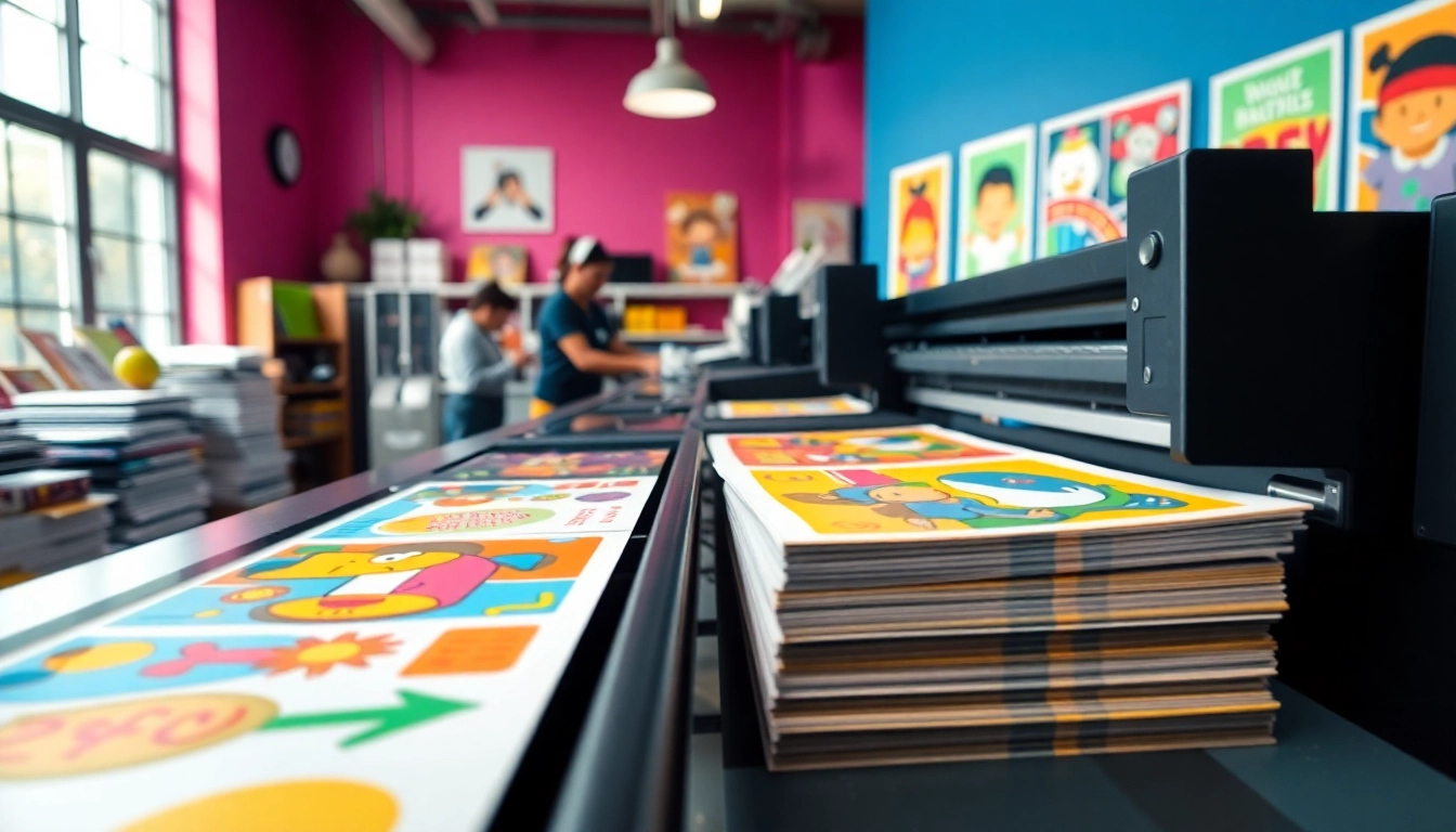 School poster printers creatively crafting vibrant educational materials in a design workspace.