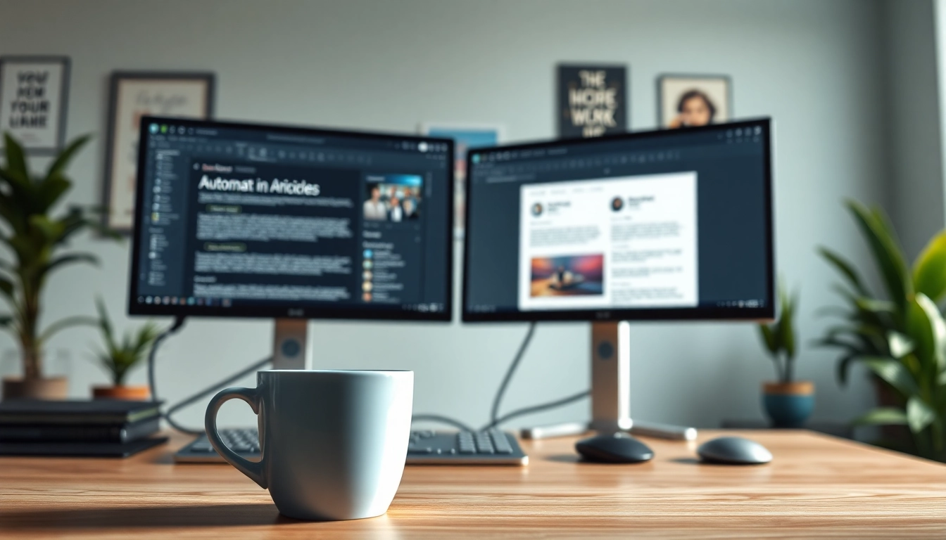 Designing high-volume blog content automation tools in a modern workspace to enhance productivity.