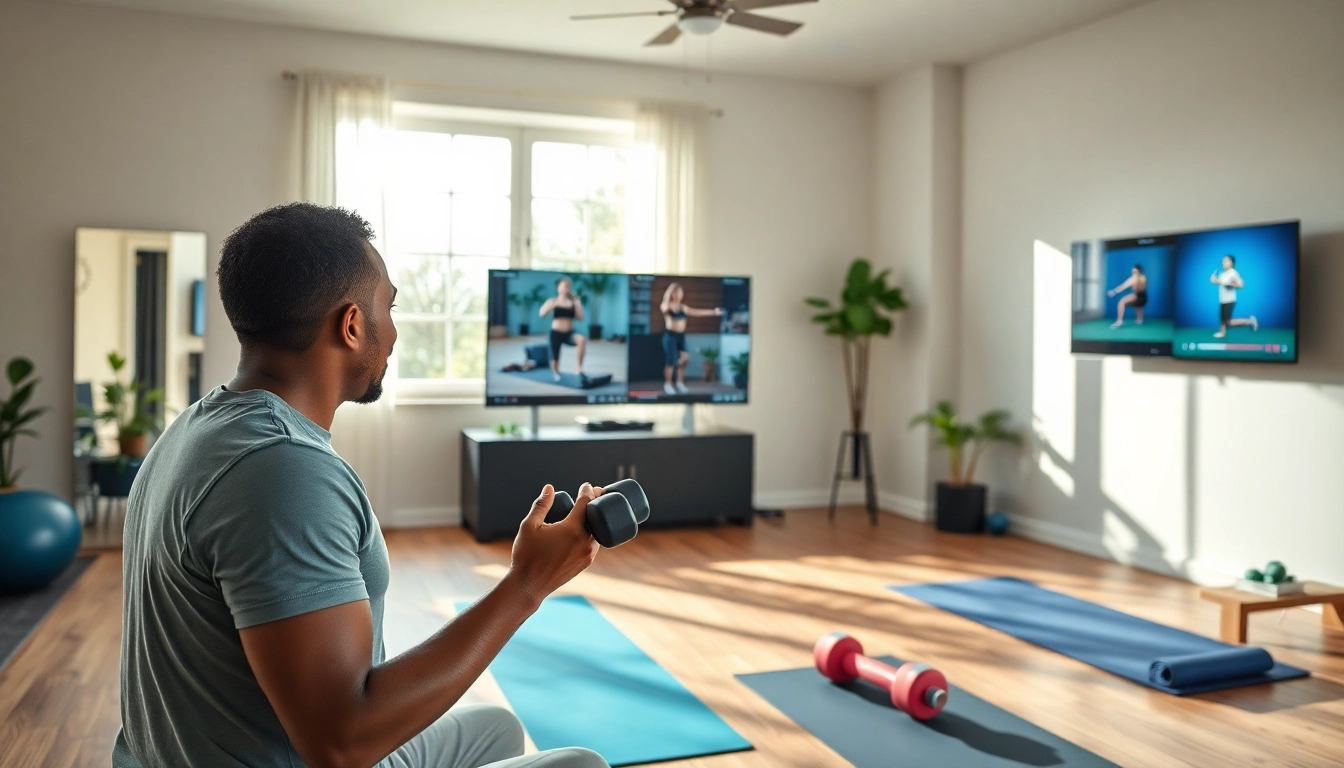 Engaging online gym training session led by an expert fitness trainer, highlighting remote workouts.