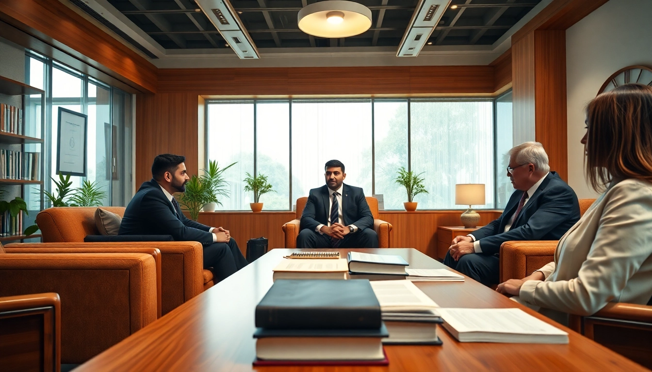 Attorneys consulting in an Indian criminal law firm, emphasizing professionalism and trust.