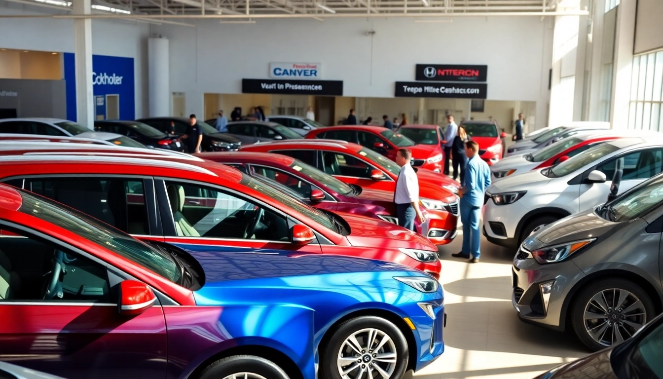Find Used Vehicles with a diverse lineup of cars displayed at a modern dealership