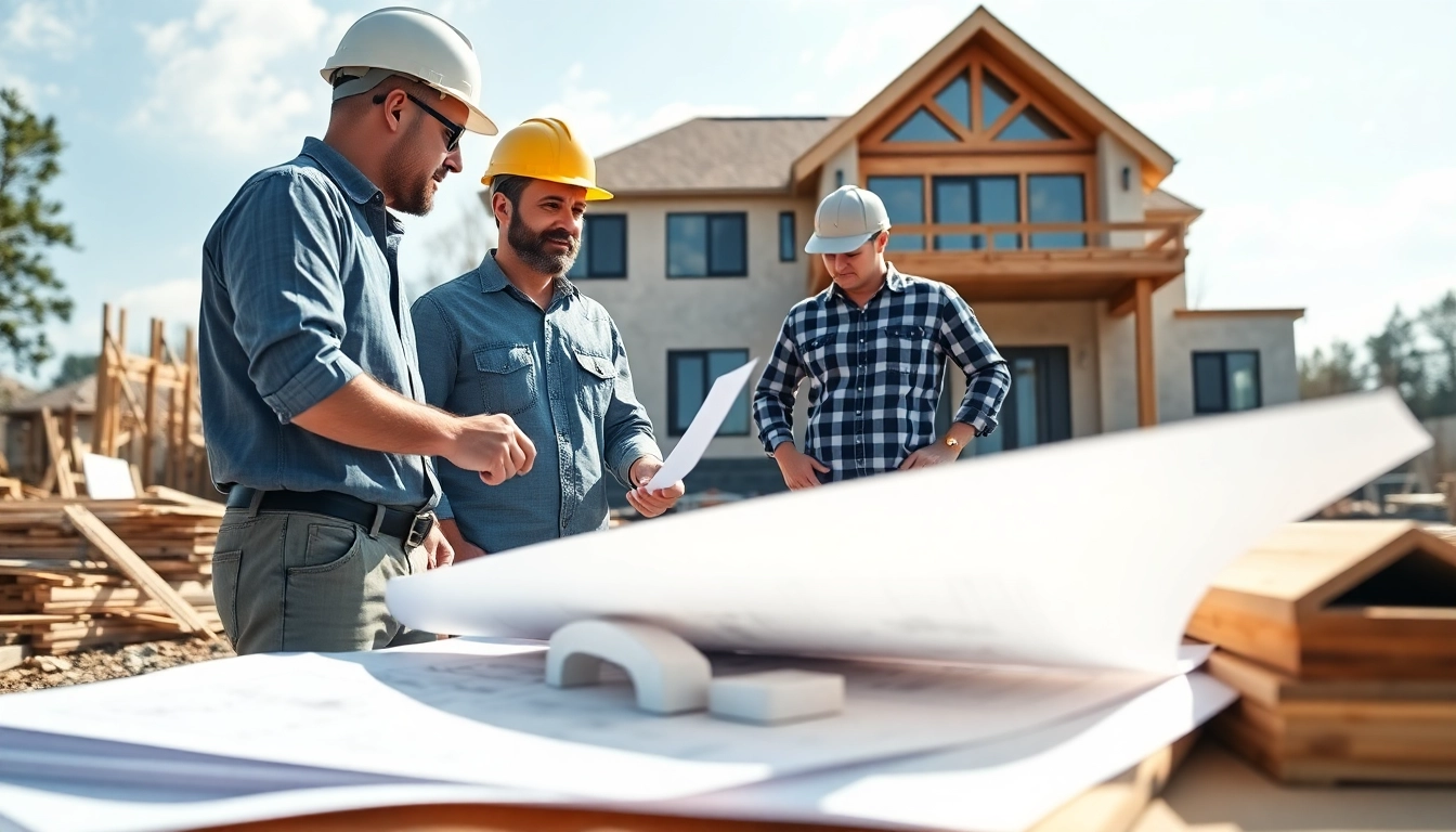 Find expert custom home builders near me working actively on a construction site.