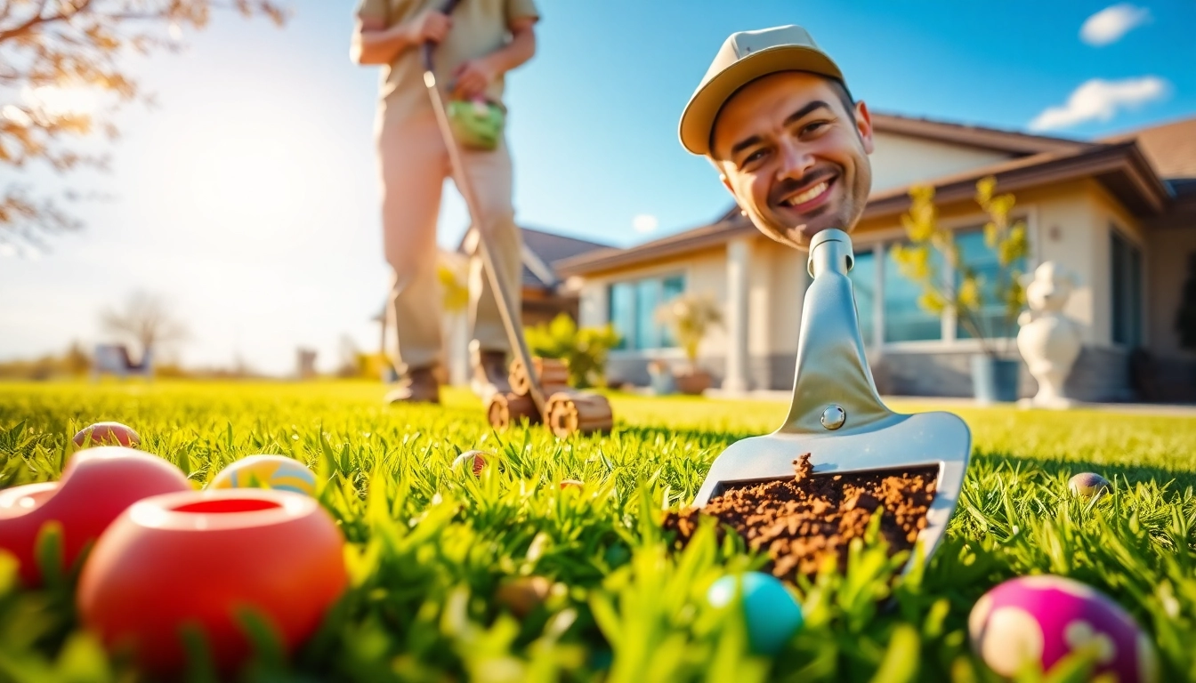 Alamo Ranch poop scooper maintaining a clean yard for happy pets in a vibrant setting.