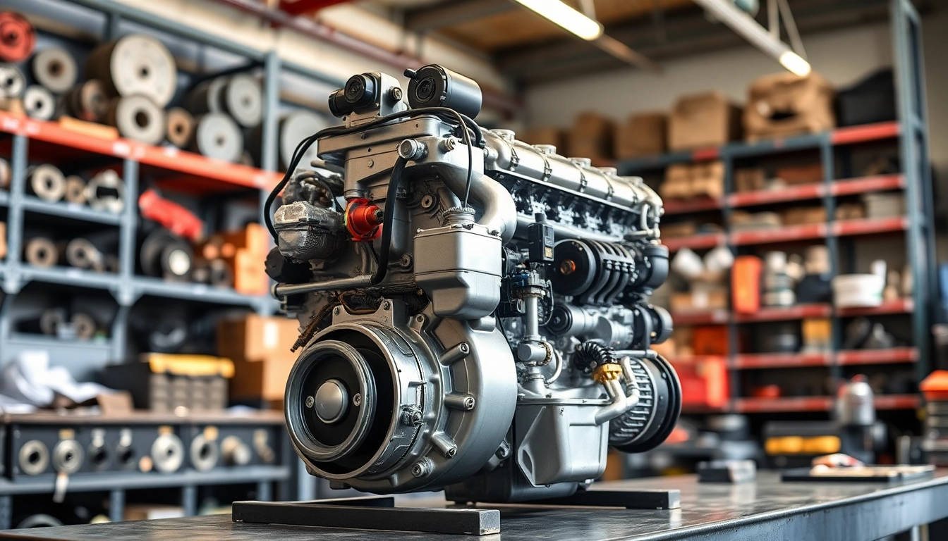 Showcase of a cummins isx engine for sale on a workshop bench, highlighting its robust features.