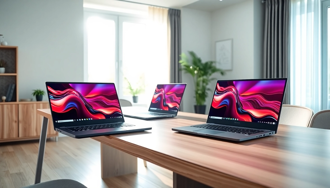 Comparar laptops Lenovo con un diseño elegante en un escritorio moderno.