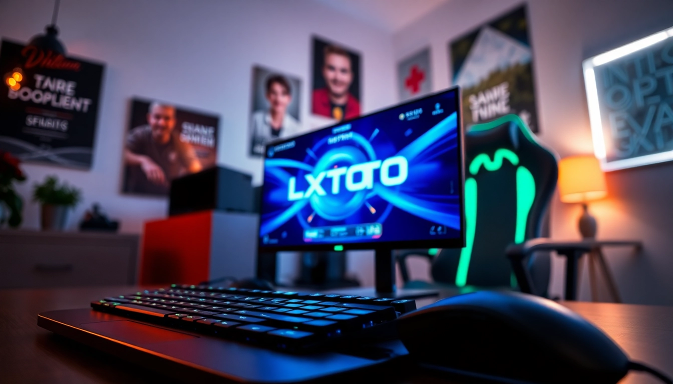 Menggali LXTOTO dalam permainan dengan setup gaming modern dan pencahayaan LED yang enerjik.