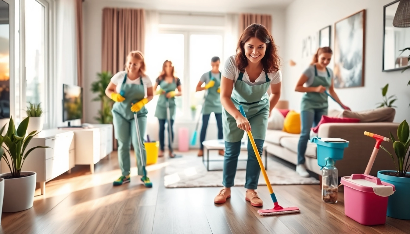 Professional bond cleaning team in action during a bond cleaning Logan service, showcasing a spotless apartment.