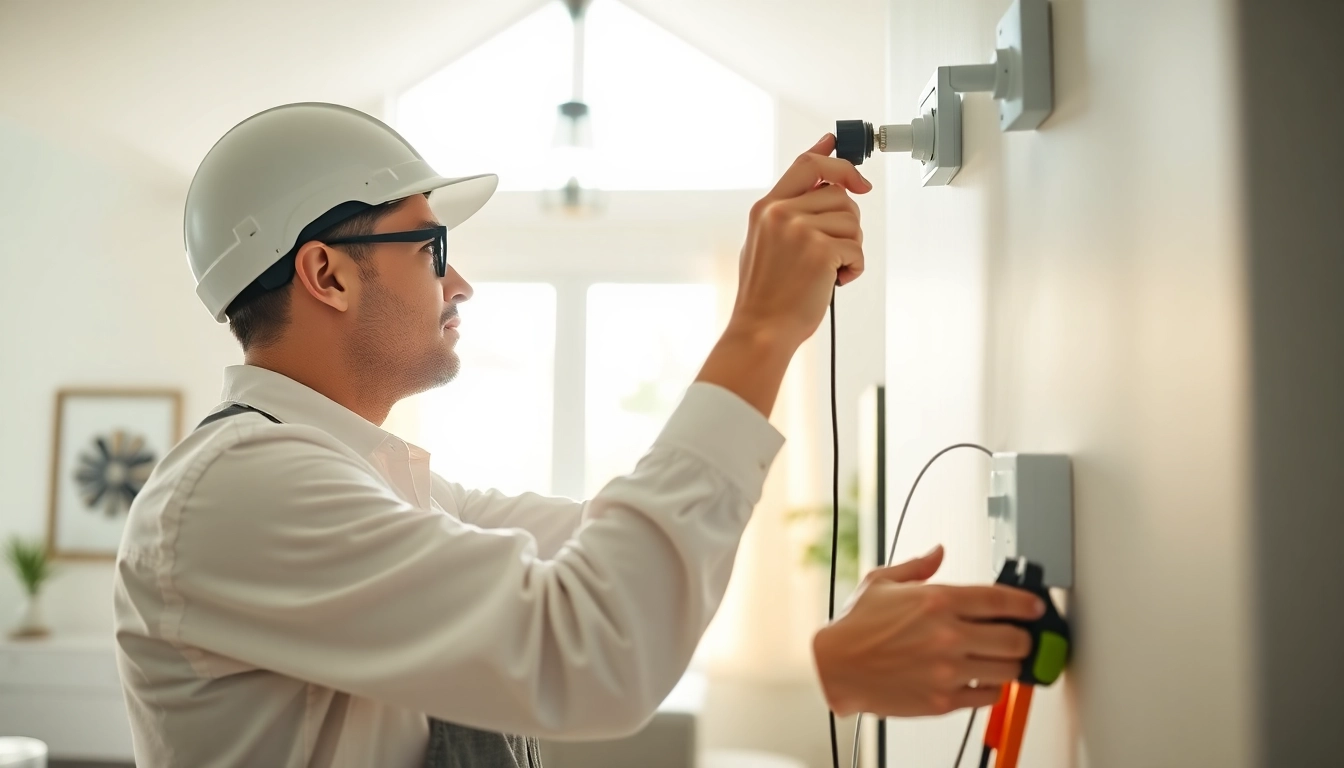 Electric Contractor Clearwater installing light fixtures in a residential home setting.