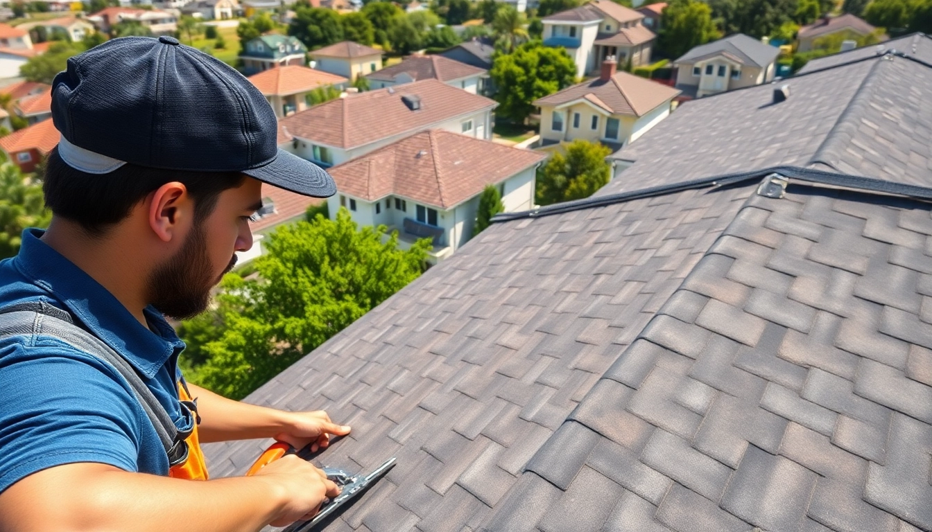 View of a professional inspecting a roof, showcasing the best roofing company in Austin.