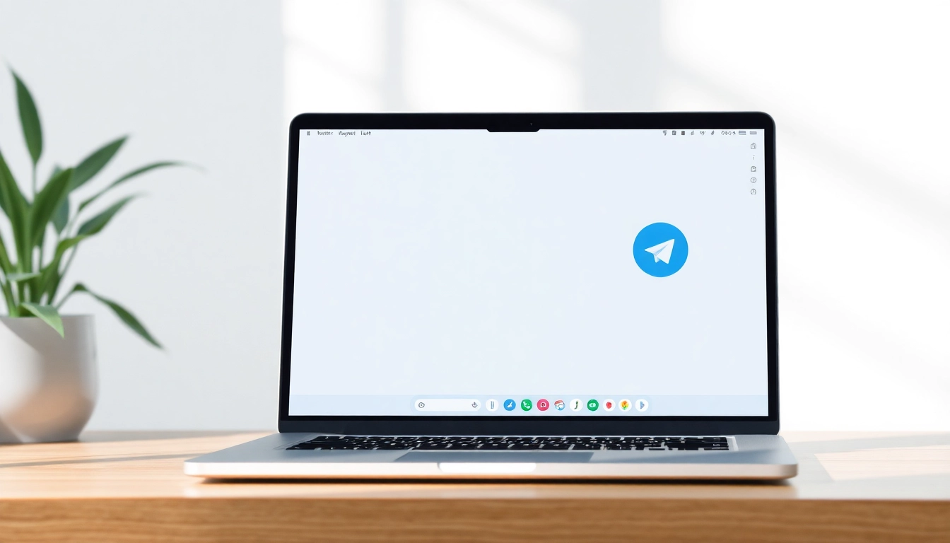 Explore the features of Telegram電腦版 on a stylish laptop screen highlighting its user interface.