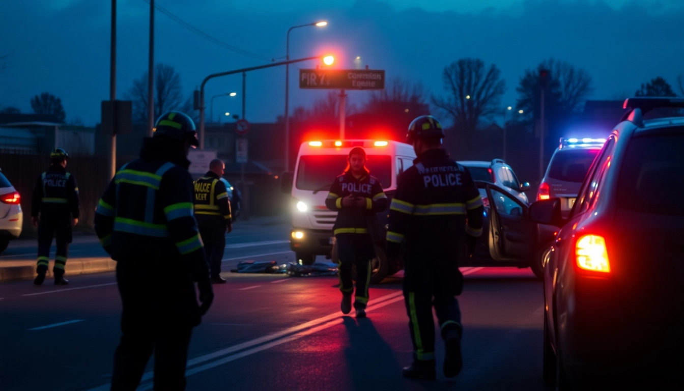 A traffic accident scene in Düzce showcasing emergency responders assisting injured individuals.