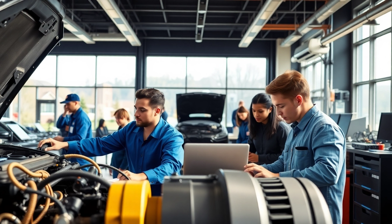 Students actively participating in a program at a trade school in Knoxville, TN, engaged in practical learning.