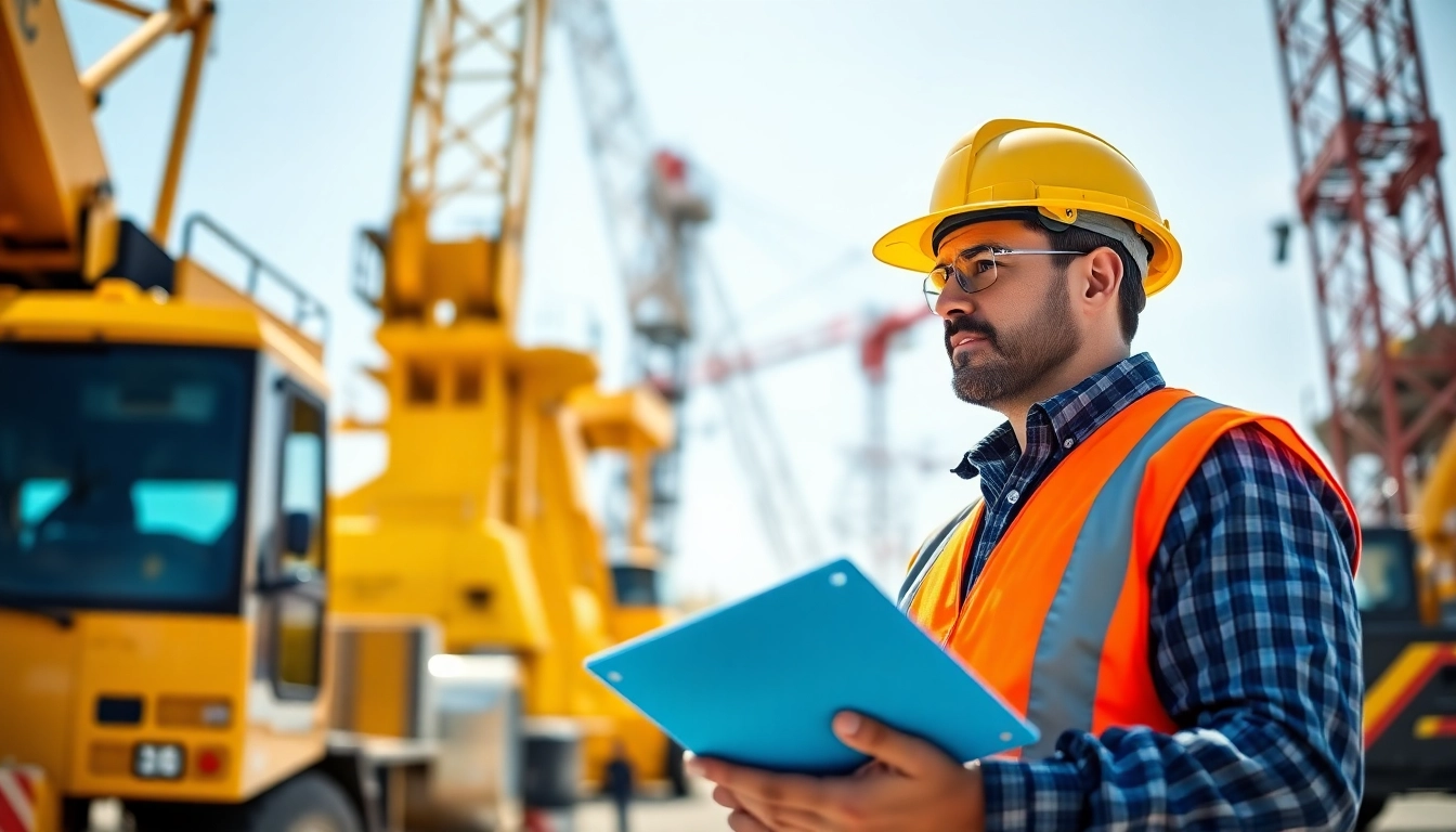 Showcase NVQ Level 4 Crane supervisor answers with an operator engaged in construction tasks.