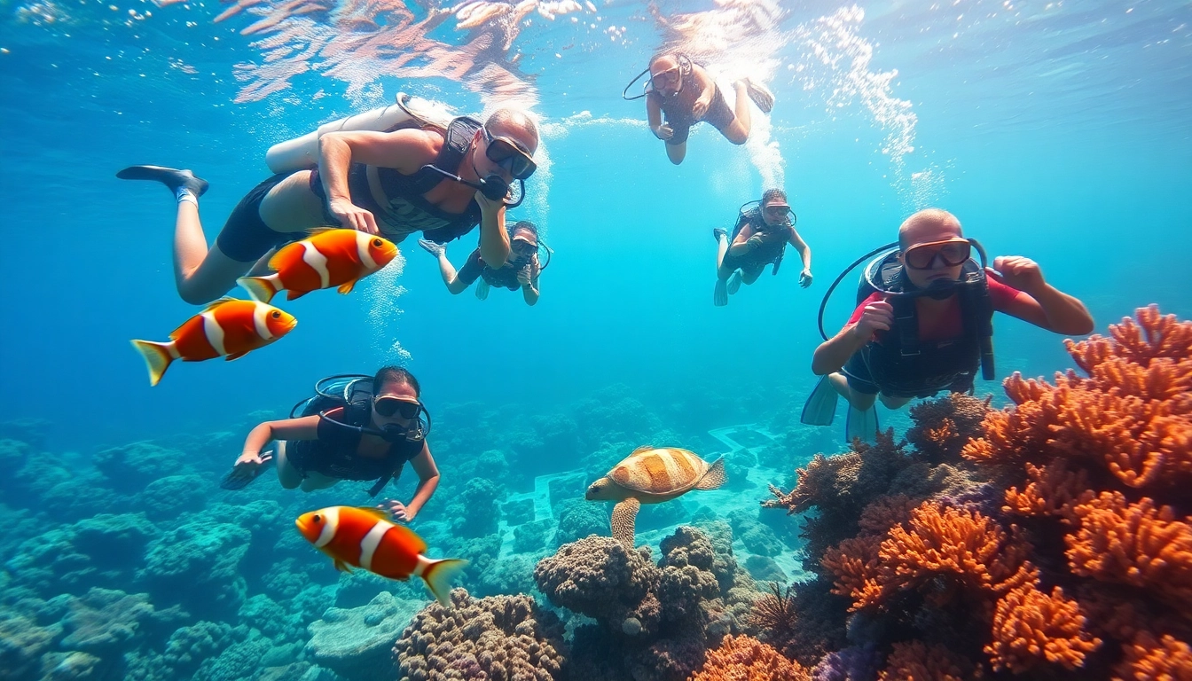 Dive into the vibrant underwater world while scuba diving in San Pedro, Belize with colorful coral reefs.