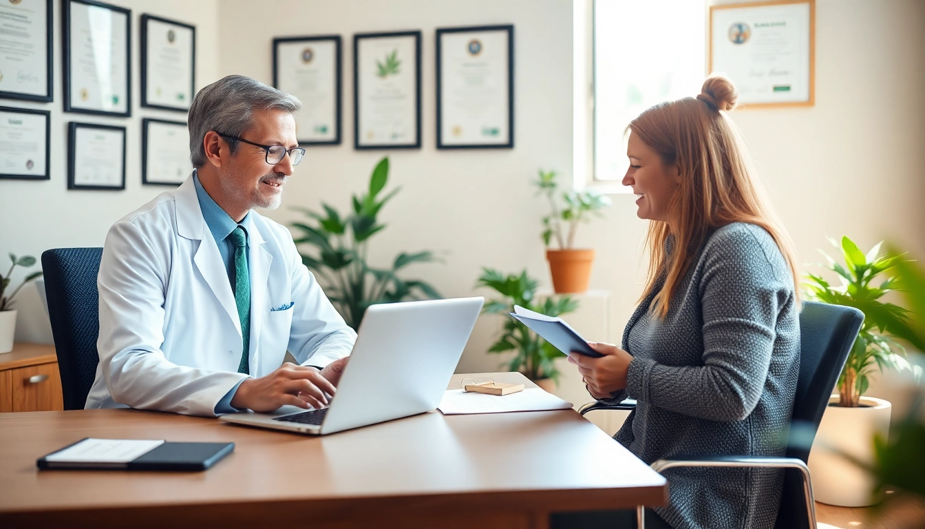 Consultation for obtaining an Ohio medical marijuana card in a warm and inviting office.