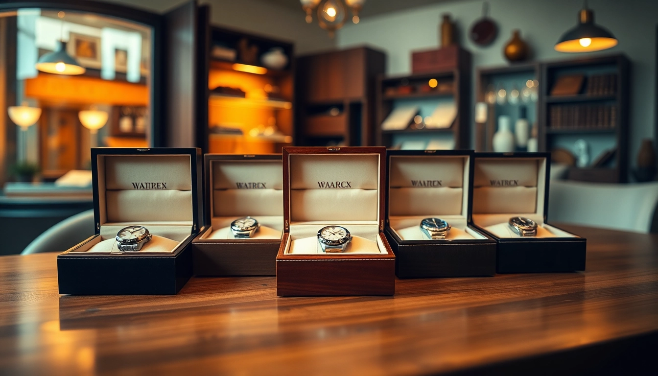 Showcasing exquisite watch boxes with luxury timepieces, highlighting craftsmanship and design.