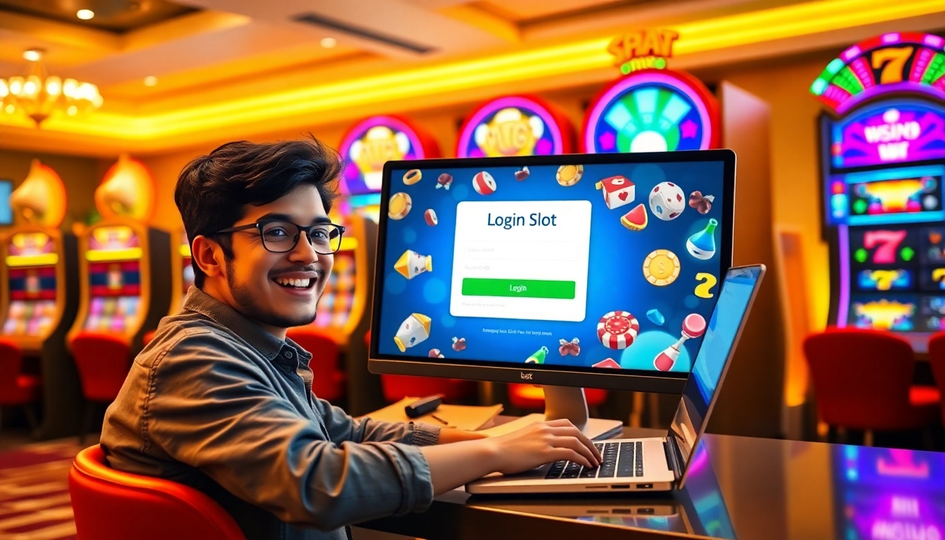 Login Slot dengan pengguna ceria mengakses portal game online yang menarik.