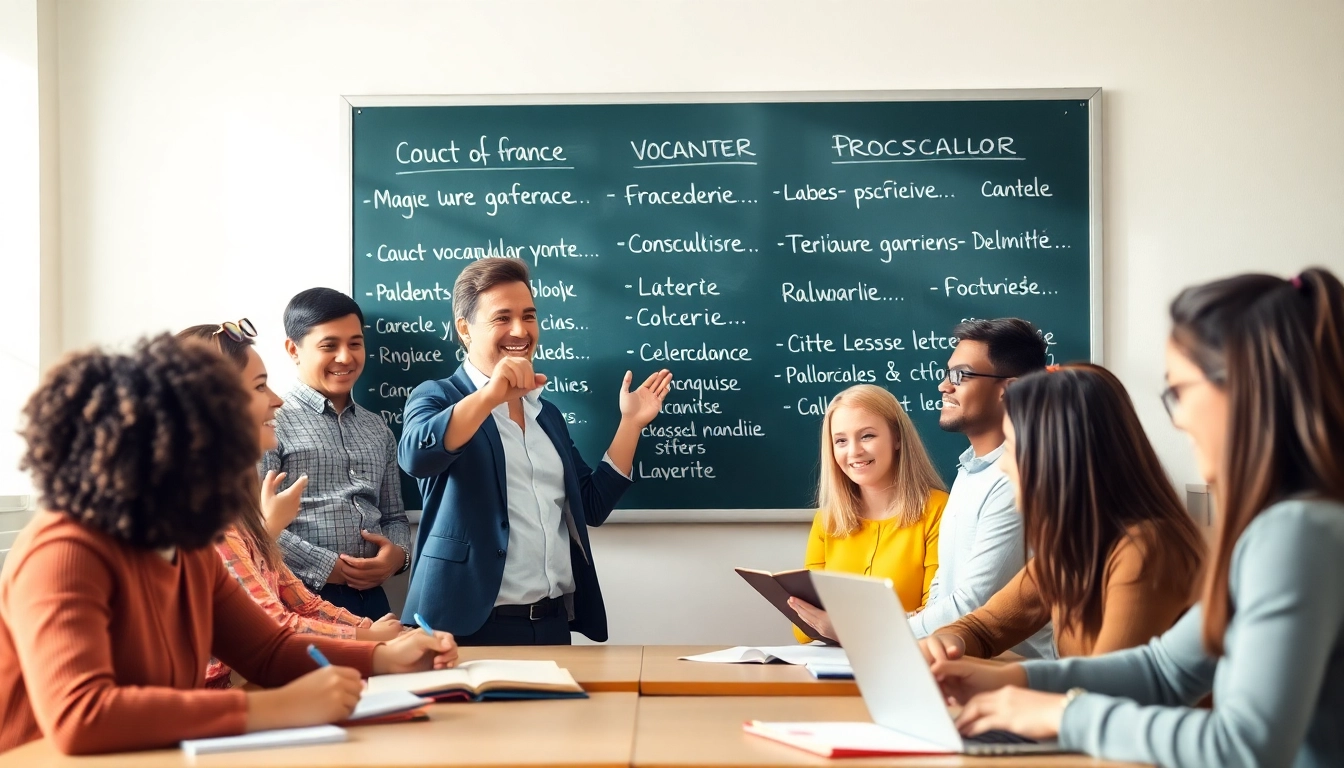 Apprenez le français avec enthousiasme dans une salle de classe dynamique.