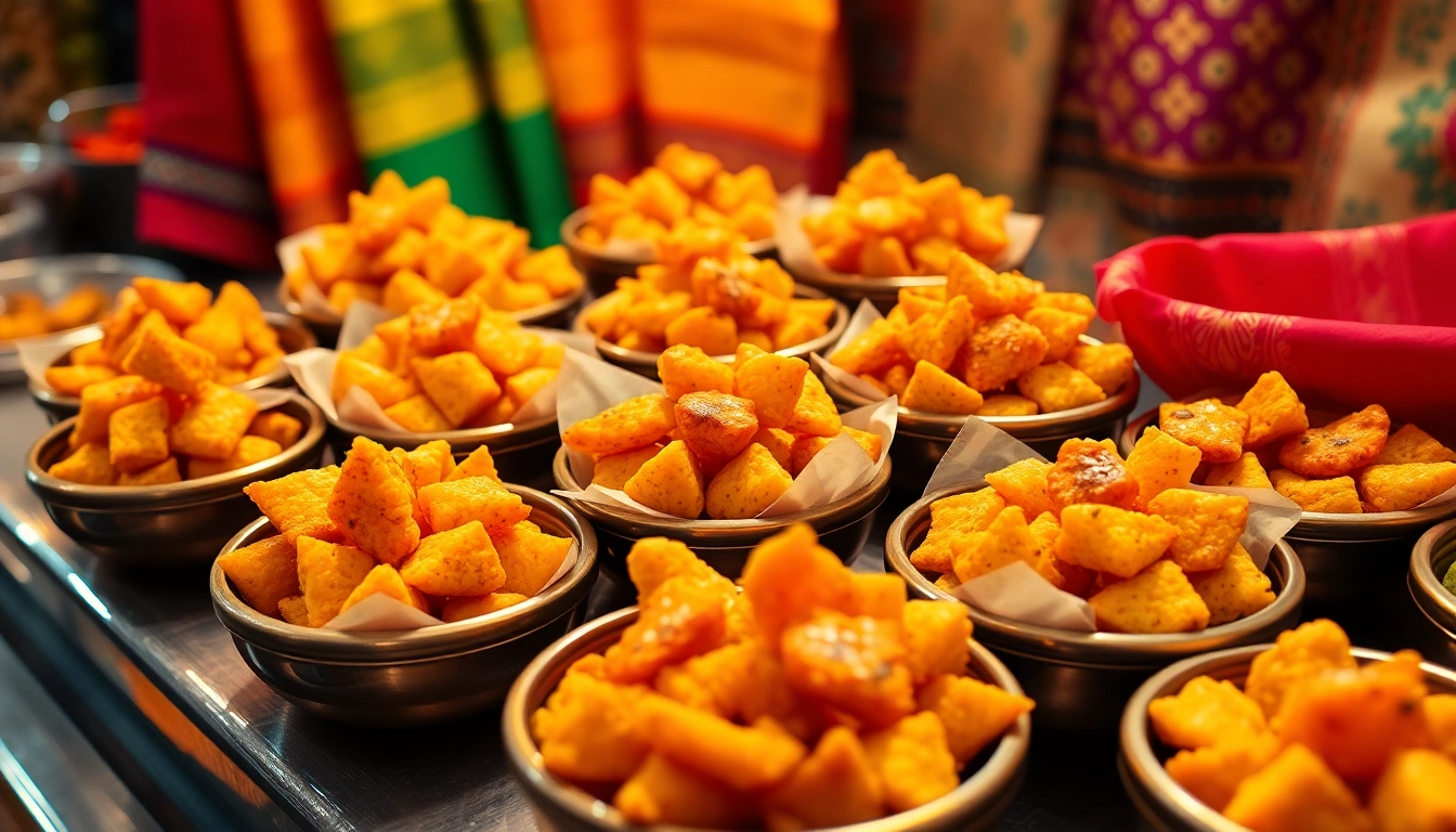 Enjoying Bhujia snacks in rich colors, showcasing their crispy texture and authentic Bikaneri flavor.
