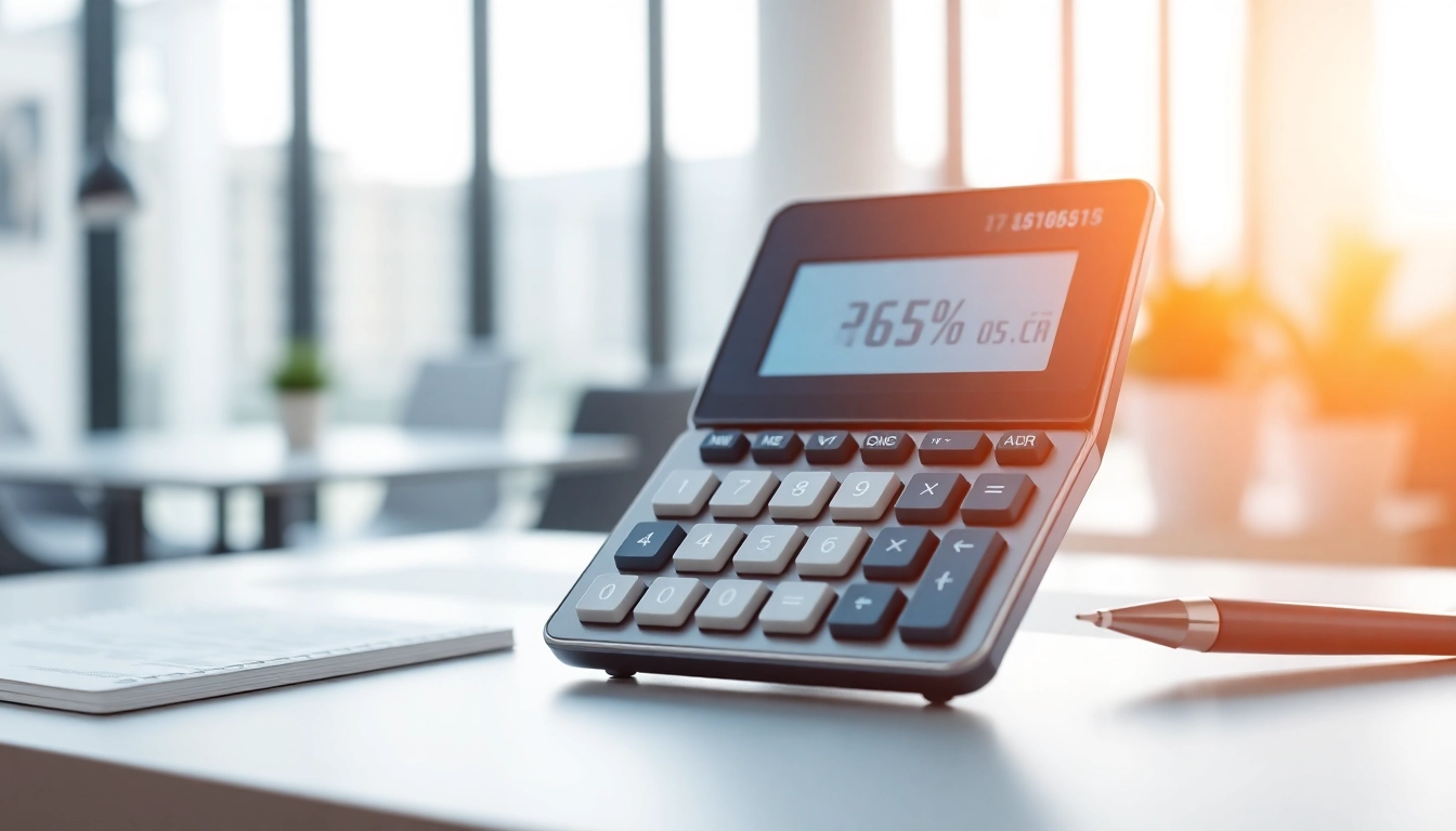 Calculate percentages easily with this modern Percentage Calculator interface in a professional setting.