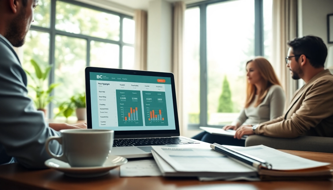 Calculate your monthly payments with the BC Mortgage Calculator on a modern laptop in a well-lit home office.