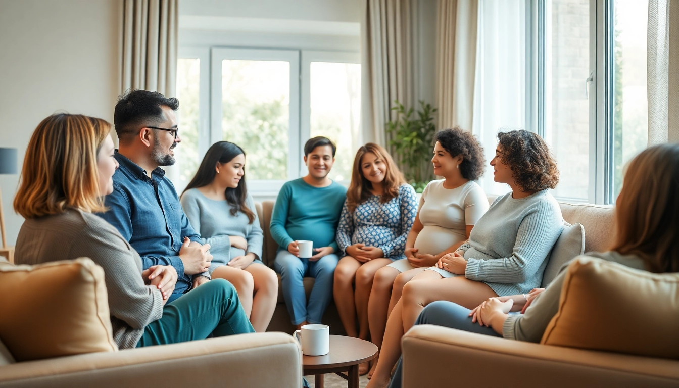 Engaged group therapy session highlighting Perinatal Therapy Austin for expectant parents.