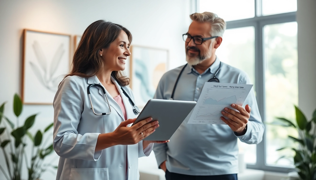 Consultation with a medical weight loss doctor in a welcoming clinic environment.