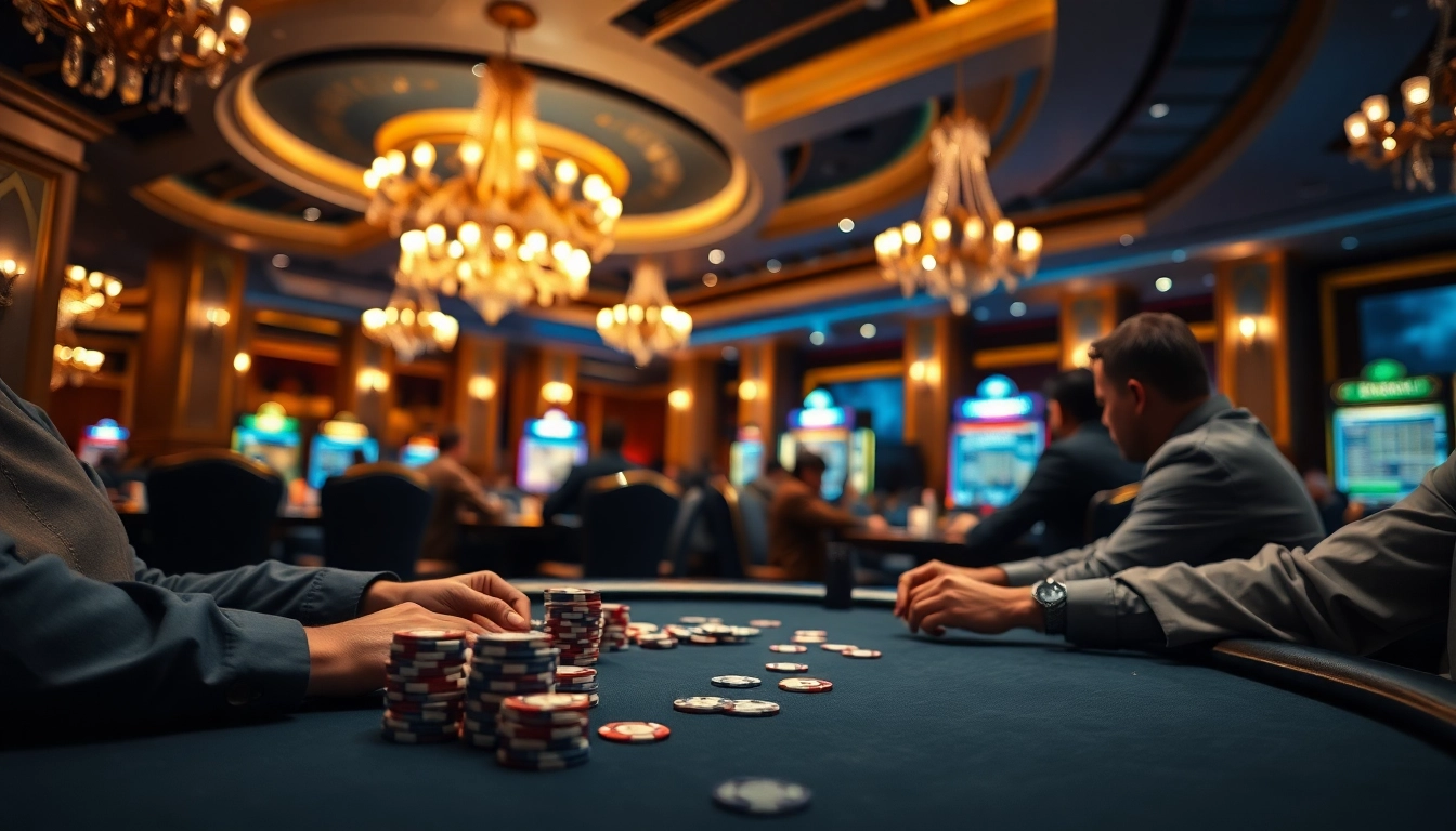 Engaged players at a trusted online casino Malaysia 2025 poker table showcasing luxury and excitement.