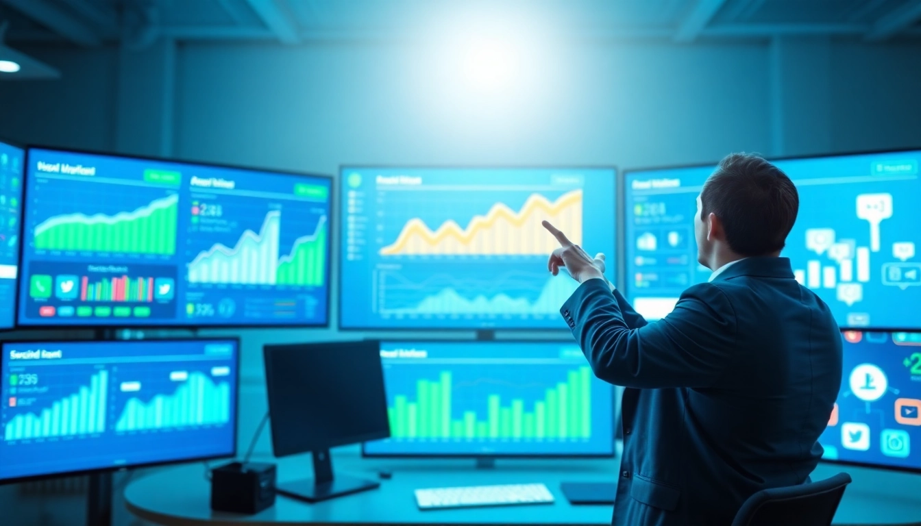 Engaged marketer analyzing growth metrics using an smm panel in a dynamic business environment.