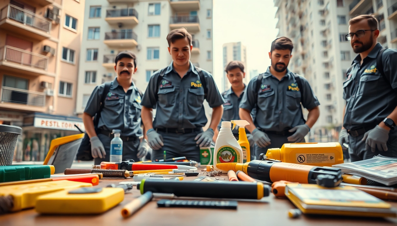 The Exterminators Pest cpntrol team actively resolving pest issues in an urban setting.