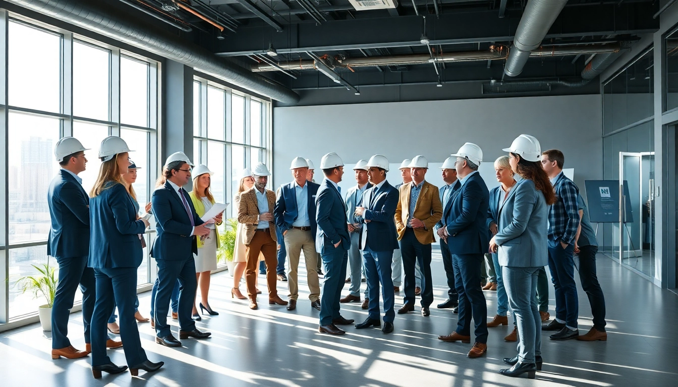 Engaging professionals at a construction association Colorado event discussing industry trends.
