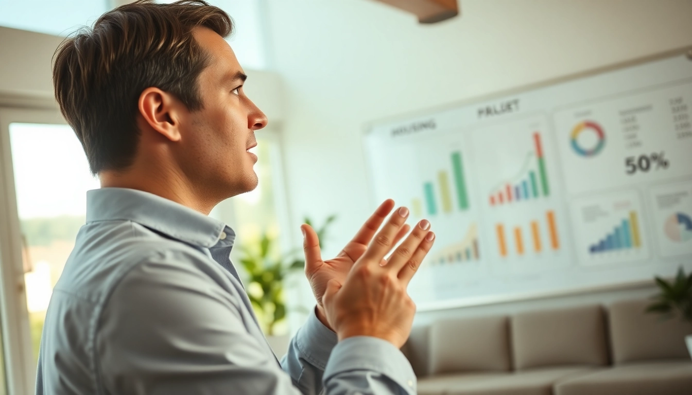 Engaging scene of a real estate blog discussion highlighting market trends.