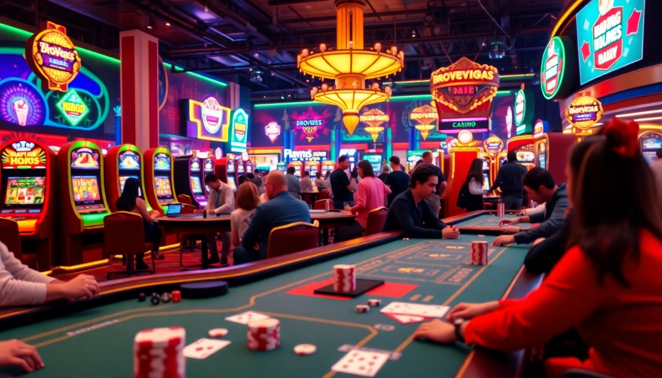 Menampilkan suasana menarik brovegas casino dengan meja permainan yang dinamis dan suasana hidup.