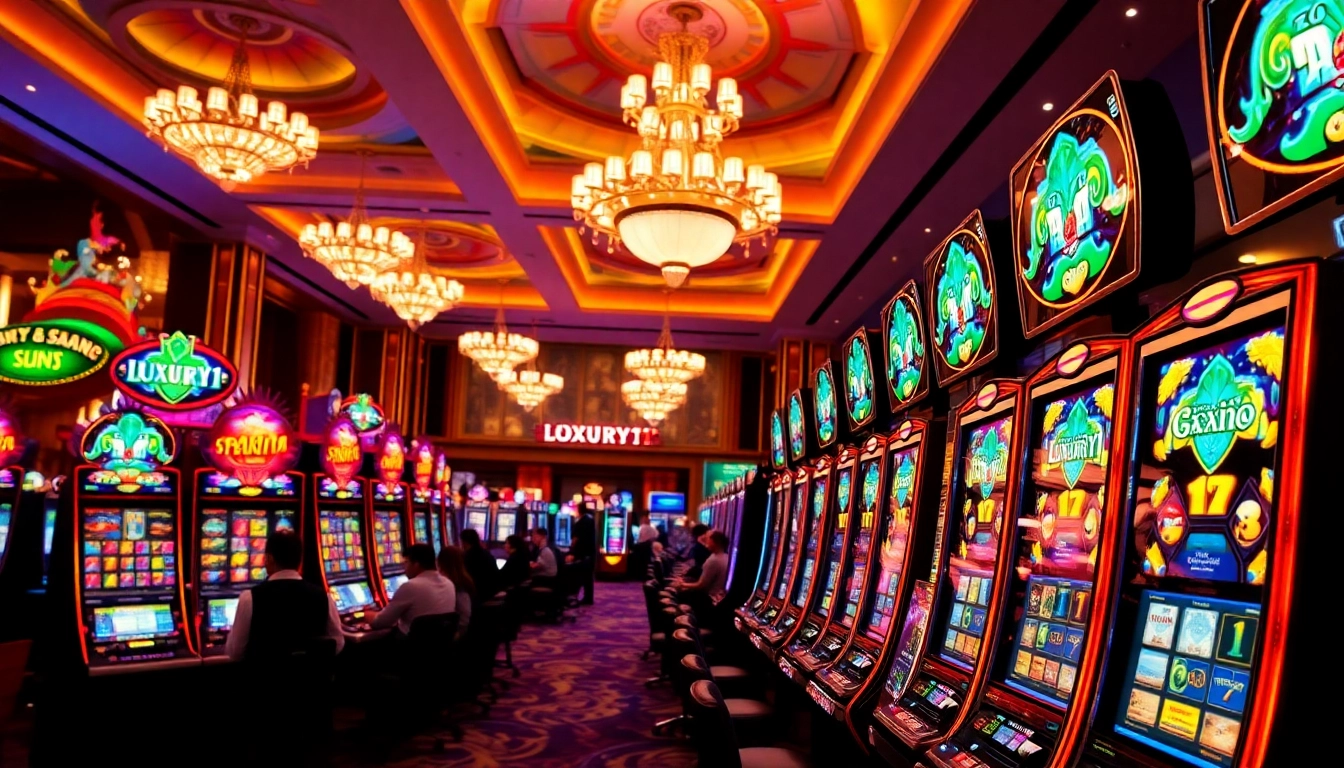 Permainan slot luxury111 slot menampilkan kehebohan kasino dengan mesin slot bercahaya.
