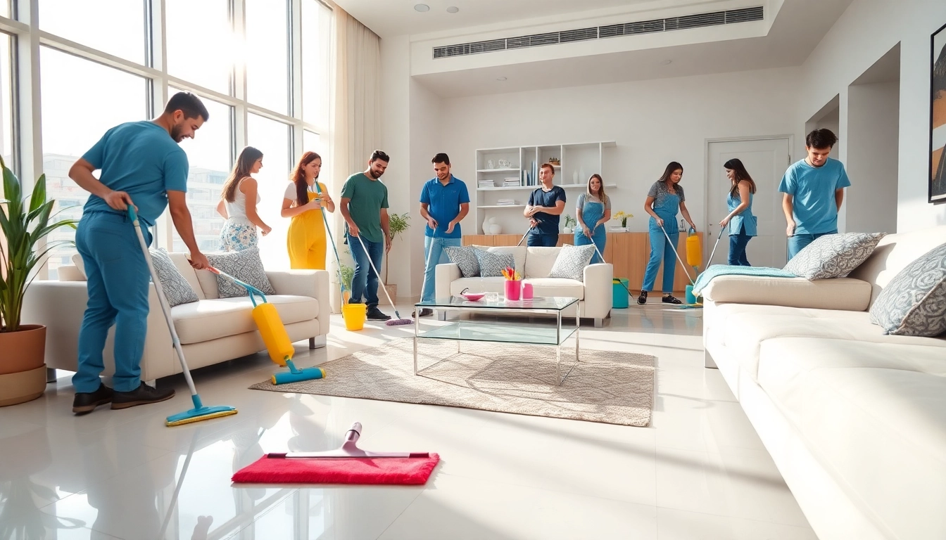 Professional team providing move in deep cleaning services Dubai in a modern apartment environment.