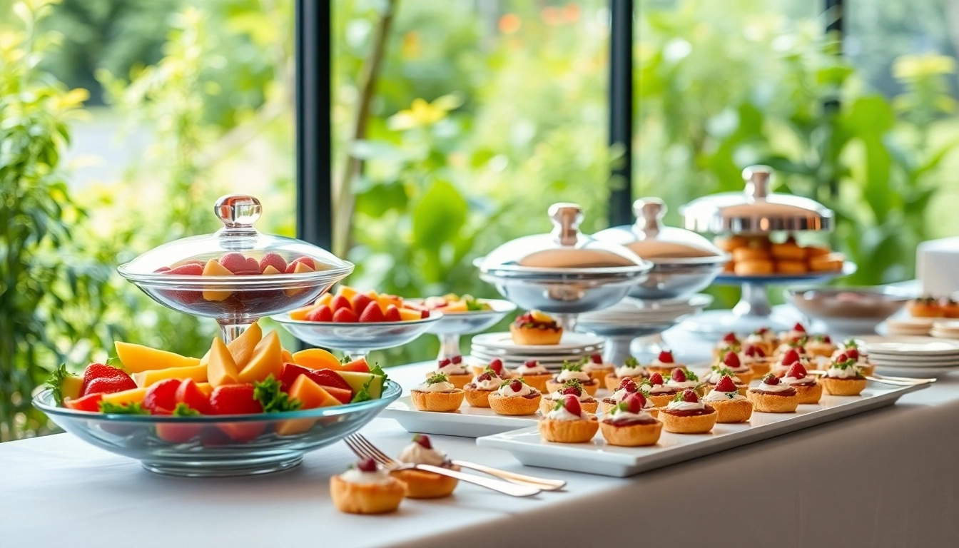 Enhance your event with vibrant catering displays full of gourmet dishes and elegant arrangements.